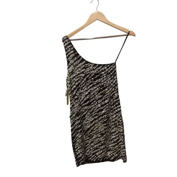 Alice + Olivia Nora‎ Sequin One Shoulder Dress Size 2 - Picture 6 of 7